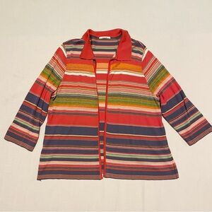Devernois France Striped Knit Open Cardigan Jacket Size 4